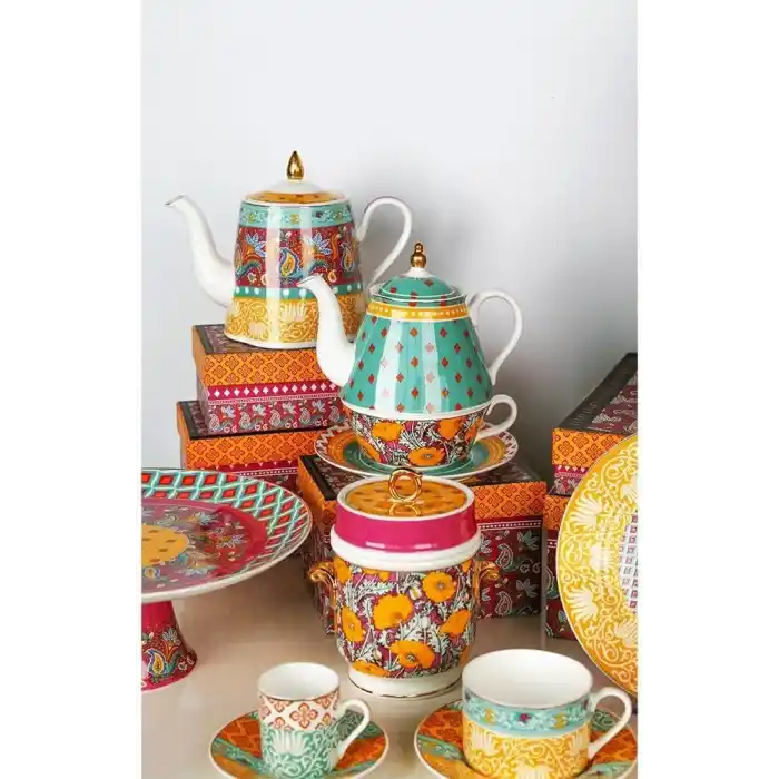 Lucky Art Eliana Bone Tek Kişilik Demlik & Fincan Set