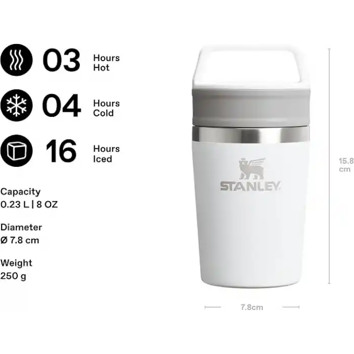 STANLEY Café-to-Go Termos Bardak 0.23 Litre - Beyaz (Frost) | Paslanmaz Çelik
