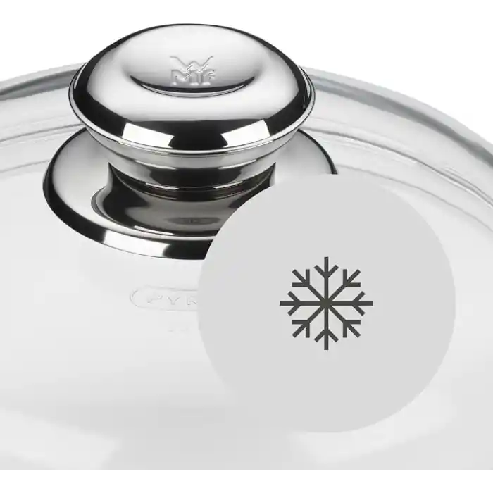 WMF 24 cm Cam Tava Kapağı, Isıya Dayanıklı Cam, Metal Kulplu, 24 cm Tavalar İçin, Bulaşık Makinesinde Yıkanabilir