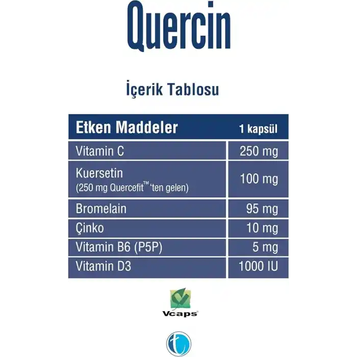 Tab İlaç Quertecin Fitozomal Kuersetin Bromelain 60 Kapsül