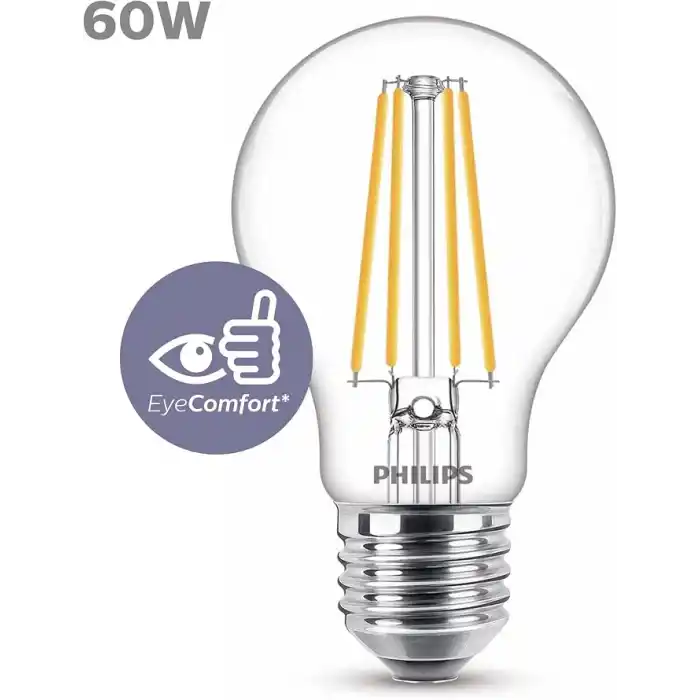 Philips LED Classic 60W A60 E27 Non-Dim 2700K Sarı Işık LED Filament Ampul