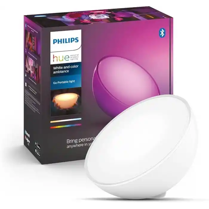 Philips Hue GO V2 Taşınabilir Akıllı Led Masa Lambası, Bluetooth Özellikli, Beyaz ve Renkli