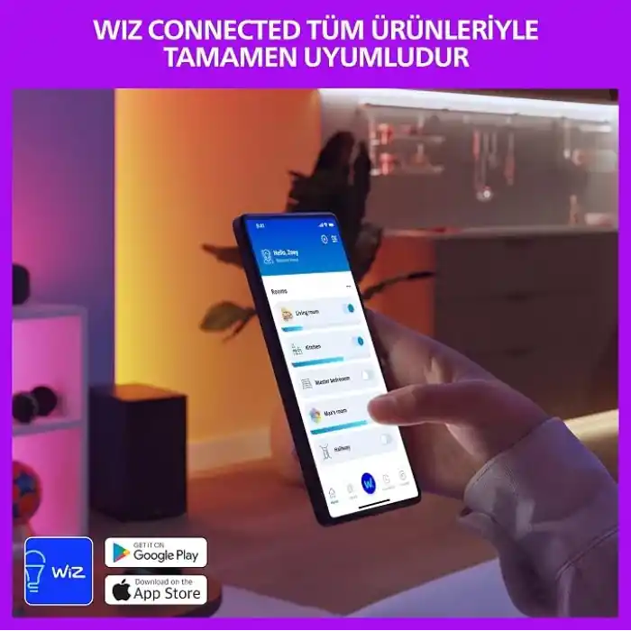 Philips Smart Lighting LED Ampul A60 E27 60W Eşdeğer RGB 2li Paket - Google Home, Alexa, HomeKit ve Matter uyumlu