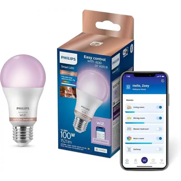 Philips Smart Lighting LED Ampul A60 E27 100W Eşdeğer RGB - Google Home, Alexa, HomeKit ve Matter uyumlu