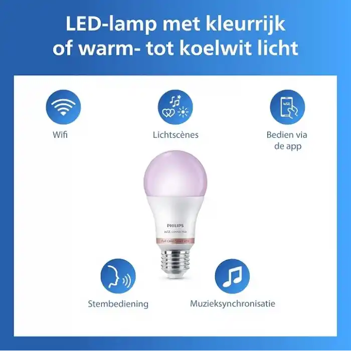 Philips Smart Lighting LED Ampul A60 E27 100W Eşdeğer RGB 2li Paket - Google Home, Alexa, HomeKit ve Matter uyumlu