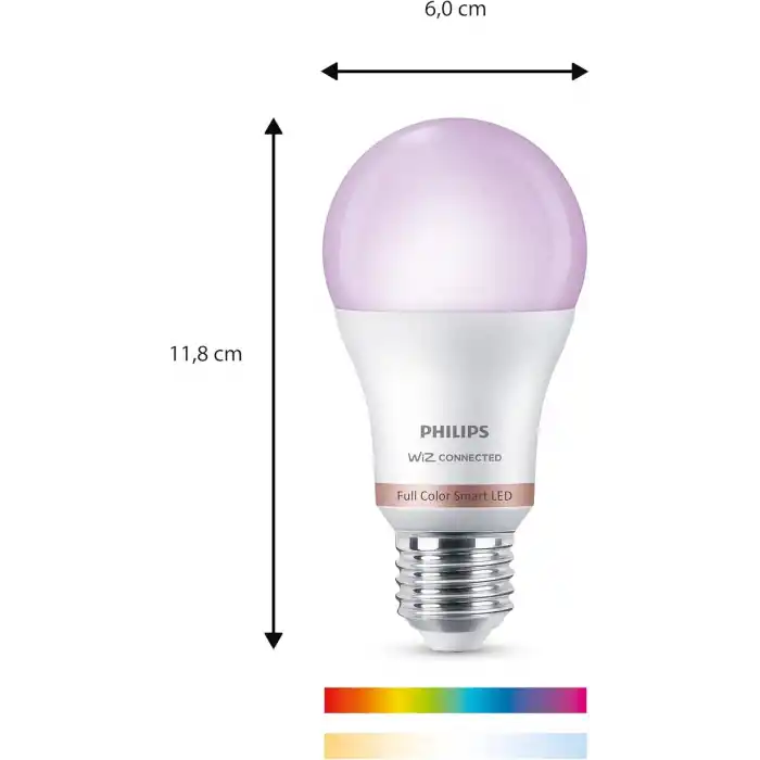 Philips Smart Lighting LED Ampul A60 E27 100W Eşdeğer RGB 2li Paket - Google Home, Alexa, HomeKit ve Matter uyumlu