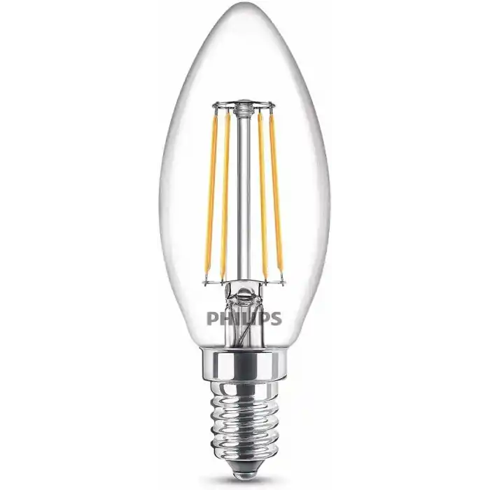 Philips LED Classic 40W B35 Led Mum Filament Ampul, 2700K Sarı Işık, E14 İnce Duy, Dim Edilmez, 3lü Ekopaket