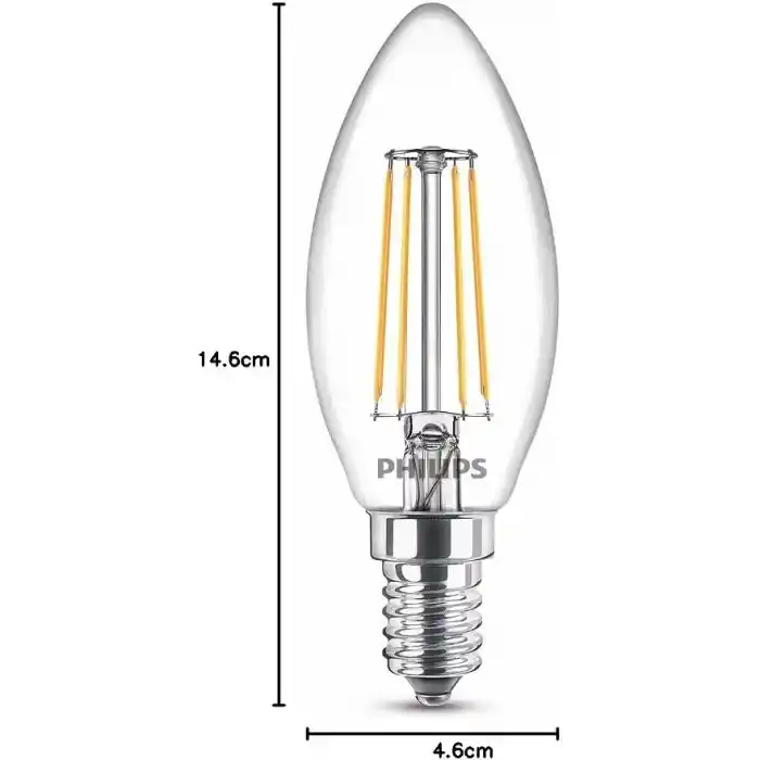 Philips LED Classic 40W B35 Led Mum Filament Ampul, 2700K Sarı Işık, E14 İnce Duy, Dim Edilmez, 3lü Ekopaket