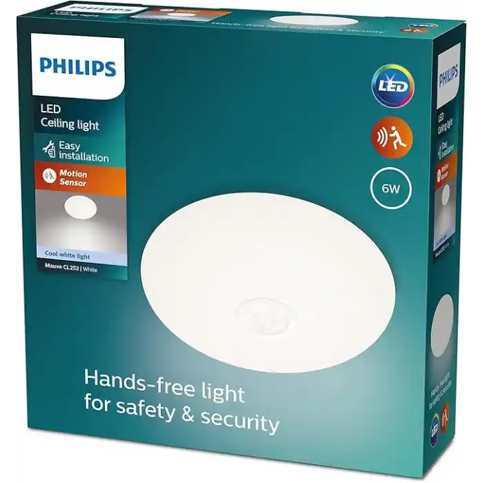 Philips Mauve Hareket Sensörlü Yuvarlak Tavan Lambası 6W 4000K Gün Işığı