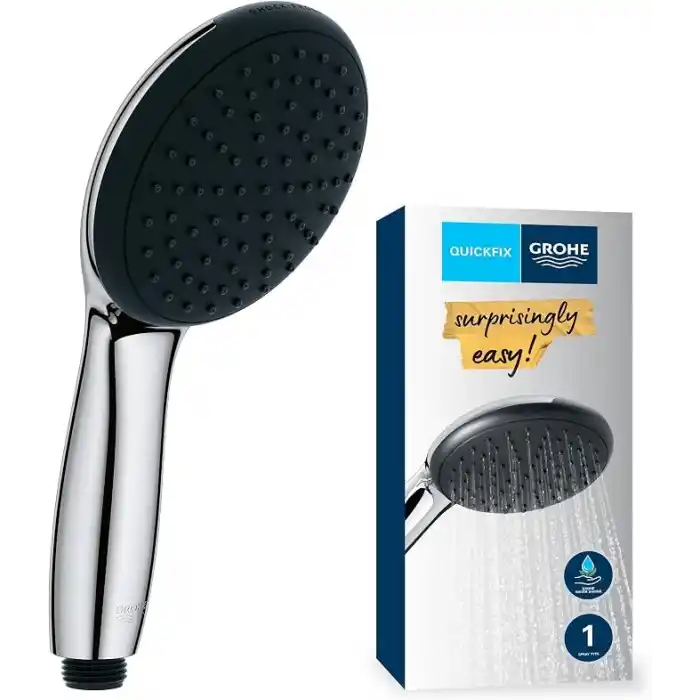 GROHE Vitalio Start 110 El Duşu, 1 Akışlı Yağmur Duşu, 110mm Yuvarlak Duş Başlığı, Kireç Önleyici Sistem, Krom, 27940001