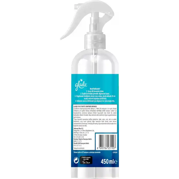 Glade Ev ve Tekstil Spreyi Okyanus 450 ml, Leke Bırakmaz