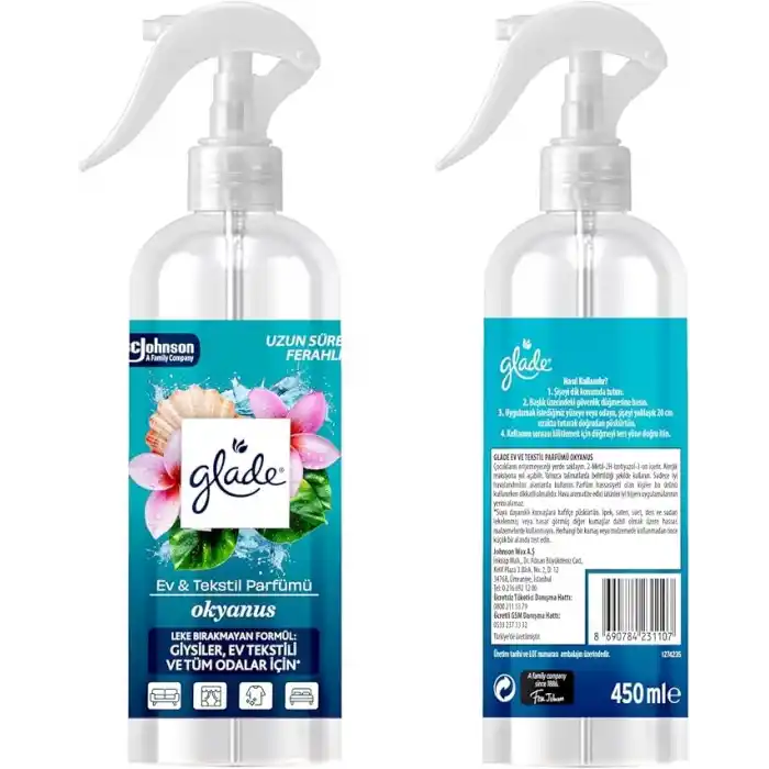 Glade Ev ve Tekstil Spreyi Okyanus 450 ml, Leke Bırakmaz