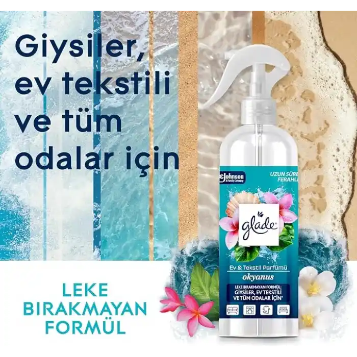 Glade Ev ve Tekstil Spreyi Okyanus 450 ml, Leke Bırakmaz