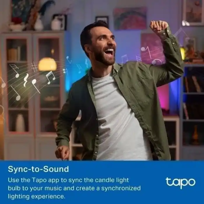 TP-Link Tapo L430C | Çok Renkli Akıllı Mum Ampul | 16 Milyon Renk ve Ayarlanabilir Beyaz | Müzik Senkronizasyonu |%1 Ultra Düşük Parlaklık | Wi-Fi Akıllı Aydınlatma | Enerji İzleme | Hub Gerekmez
