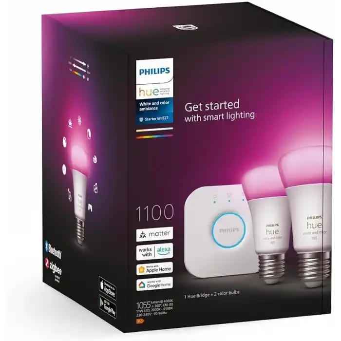 Philips HueWCA 9W E27 Renkli Akıllı Ampul 2li Başlangıç Seti