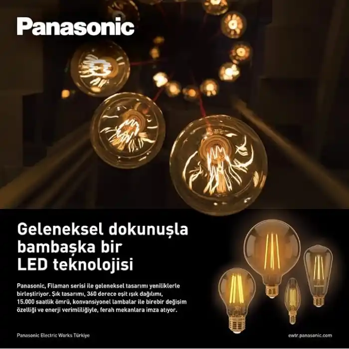 PANASONIC E27 FİLAMAN LAMBA ST64, SARI IŞIK 4W 470LM 2700K CLEAR