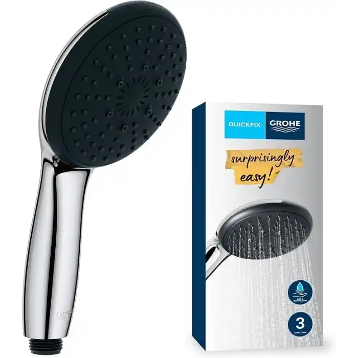 GROHE Vitalio Start 110 El Duşu, 3 Akışlı (Masaj, Yağmur & Jet), SmartSwitch, 110mm Yuvarlak Duş Başlığı, Silikon Halka, Kireç Önleyici Sistem, Krom, 26031001