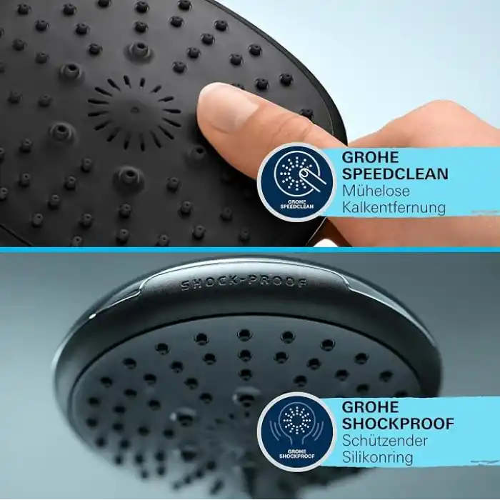 GROHE Vitalio Start 110 El Duşu, 3 Akışlı (Masaj, Yağmur & Jet), SmartSwitch, 110mm Yuvarlak Duş Başlığı, Silikon Halka, Kireç Önleyici Sistem, Krom, 26031001