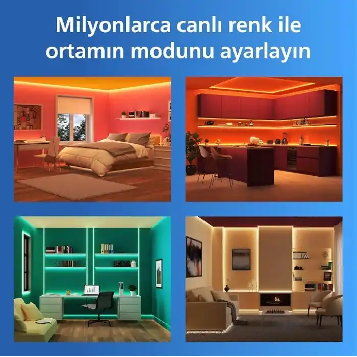 Philips Smart Lighting RGBIC LED Şerit 10 m (Type-C) - Google Home, Alexa, HomeKit ve Matter uyumlu
