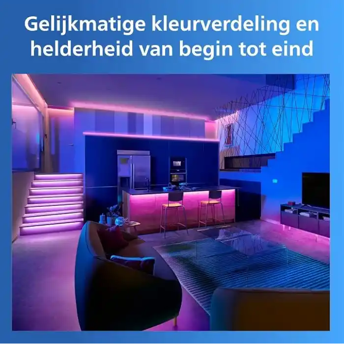 Philips Smart Lighting RGB-LED şerit, 5 m, Tip C, 16 milyon renk, ön ayar. Işık modları, kesilebilir, giriş. Kurulum, WiZ, Google Home, Alexa, Apple Home ile uyumlu, WLAN ile uyumlu