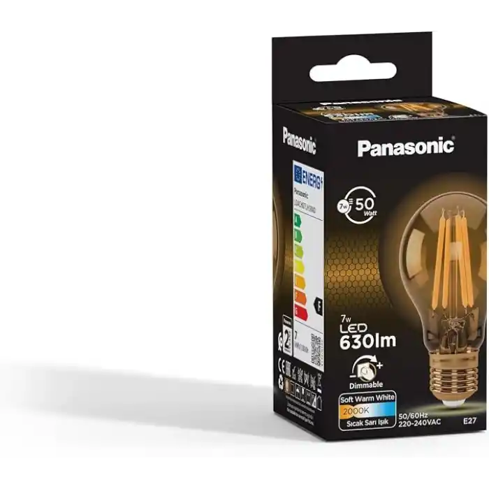 Panasonic E27 Dim Edilebilir Filaman Lamba 7W 630LM 2000K Gold