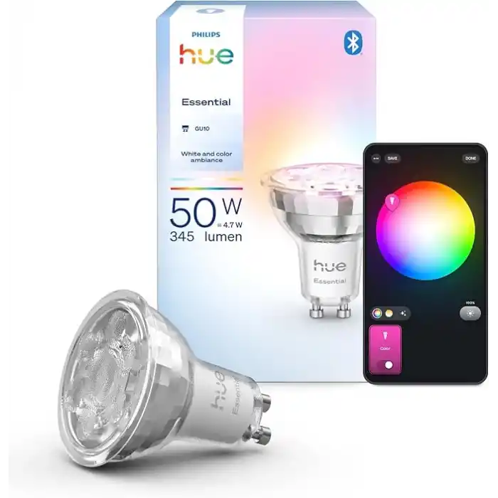 Philips Hue Essential 4.7W GU10 345 Lumen Renkli Akıllı Spot Ampul - 15.000 Saat Ampul Kullanım Ömrü