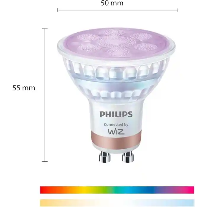 Philips Smart Lighting LED Spot Ampul GU10 Cam 50W Eşdeğer RGB - Google Home, Alexa, HomeKit ve Matter uyumlu
