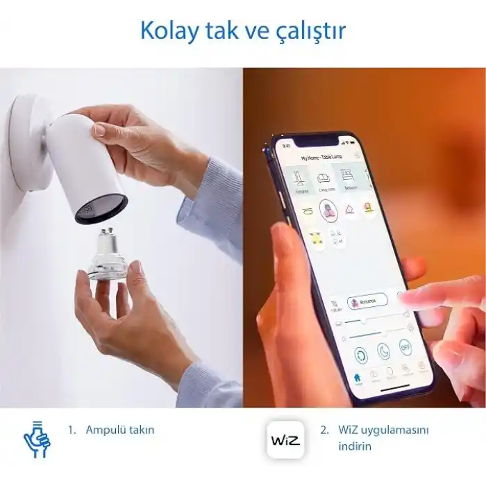 Philips Smart Lighting LED Spot Ampul GU10 Cam 50W Eşdeğer RGB - Google Home, Alexa, HomeKit ve Matter uyumlu