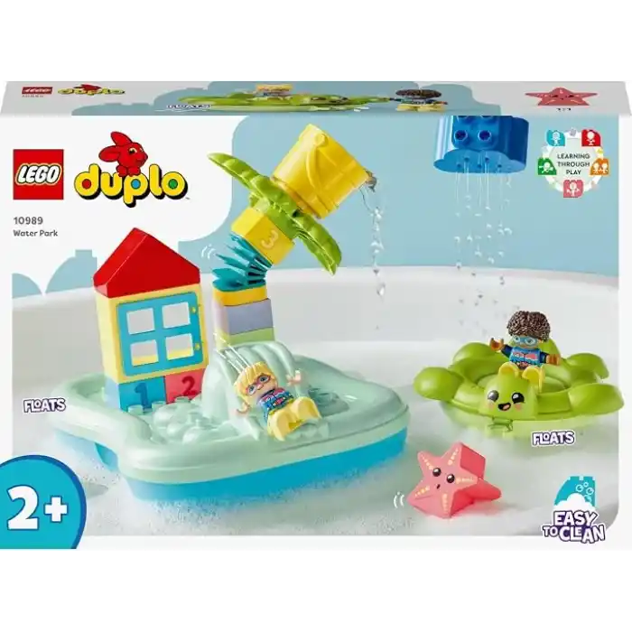 LEGO DUPLO Kasabası Su Parkı 10989 – 2 Yaş ve Üzeri Çocuklar için Eğitici Hediye Fikri, Oyuncak Ada, Yüzen Kaplumbağa Can Simidi ve Çocuk Figürü İçeren Yaratıcı Oyuncak Yapım Seti (19 Parça)