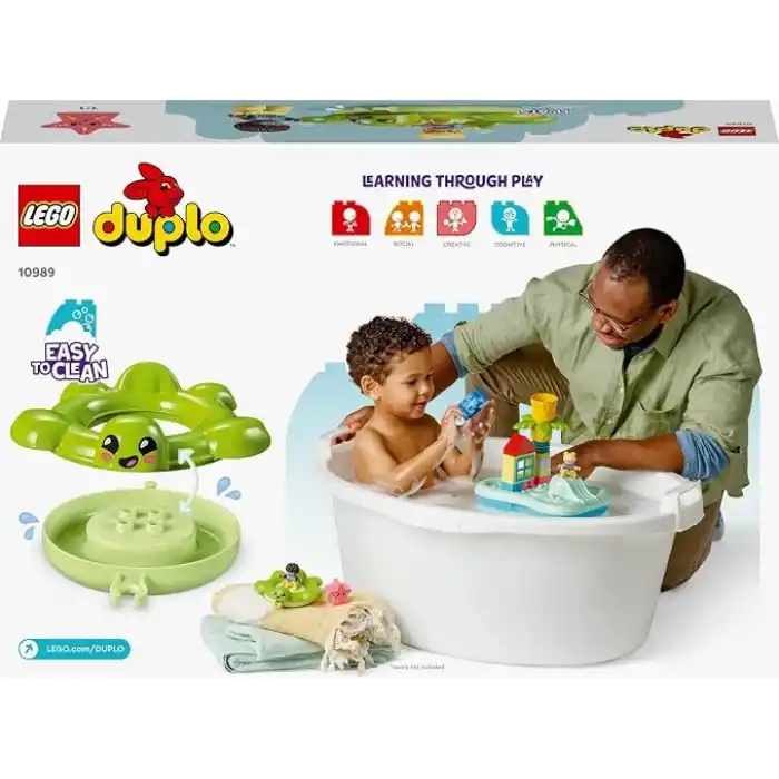 LEGO DUPLO Kasabası Su Parkı 10989 – 2 Yaş ve Üzeri Çocuklar için Eğitici Hediye Fikri, Oyuncak Ada, Yüzen Kaplumbağa Can Simidi ve Çocuk Figürü İçeren Yaratıcı Oyuncak Yapım Seti (19 Parça)