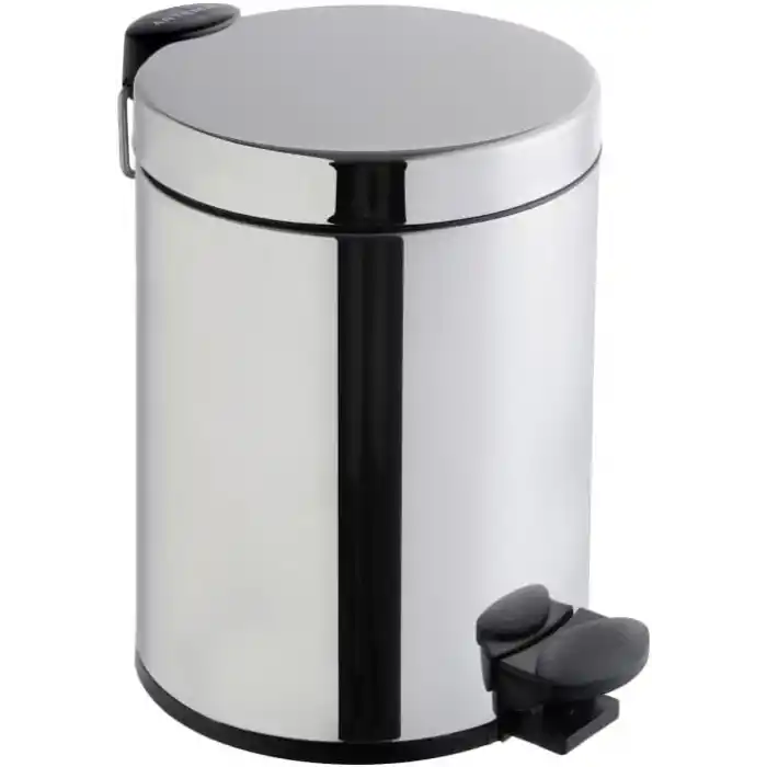 VitrA Arkitekta A44012 Çöp Kovası, Yavaş Kapanır, 4,5 L, Parlak Paslanmaz Çelik