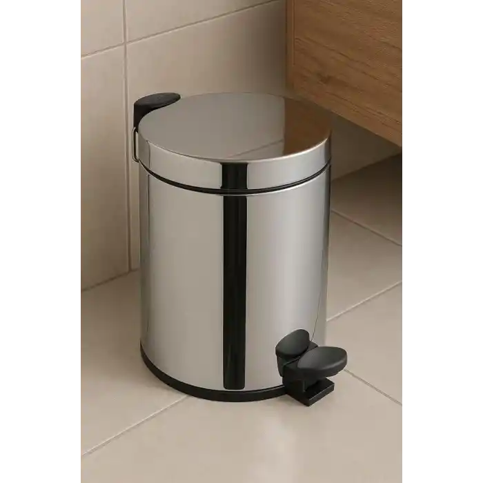 VitrA Arkitekta A44012 Çöp Kovası, Yavaş Kapanır, 4,5 L, Parlak Paslanmaz Çelik