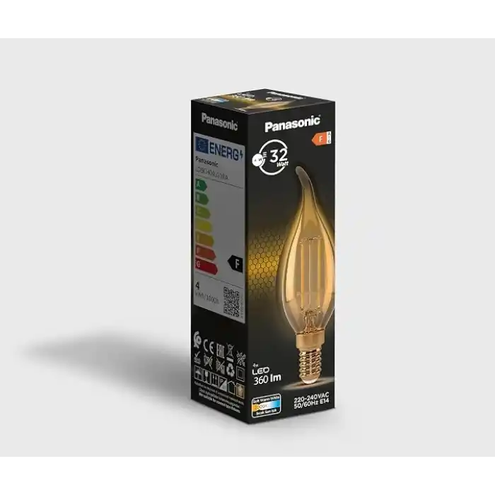 Panasonic Filament Ampul (Mum Tipi) E14 FLAME 4W 360LM 2000K Gold (Sıcak Sarı Işık)