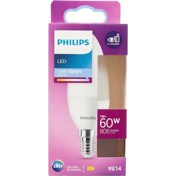 Philips LED 60W B38 E14 Mum Tipi Beyaz Işık Dim Edilmez Ampul