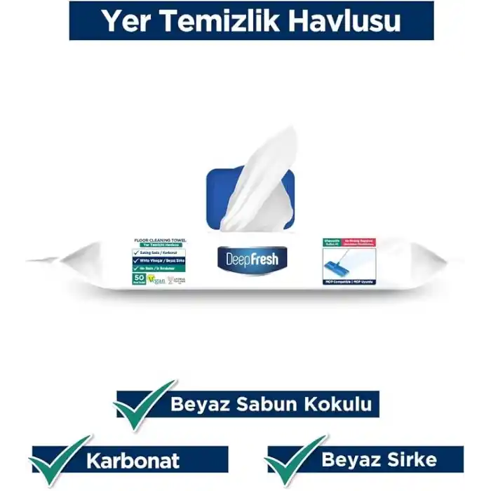 Deep Fresh Mop Uyumlu İz Bırakmaz Yer Temizleme Havlusu 50 Yaprak