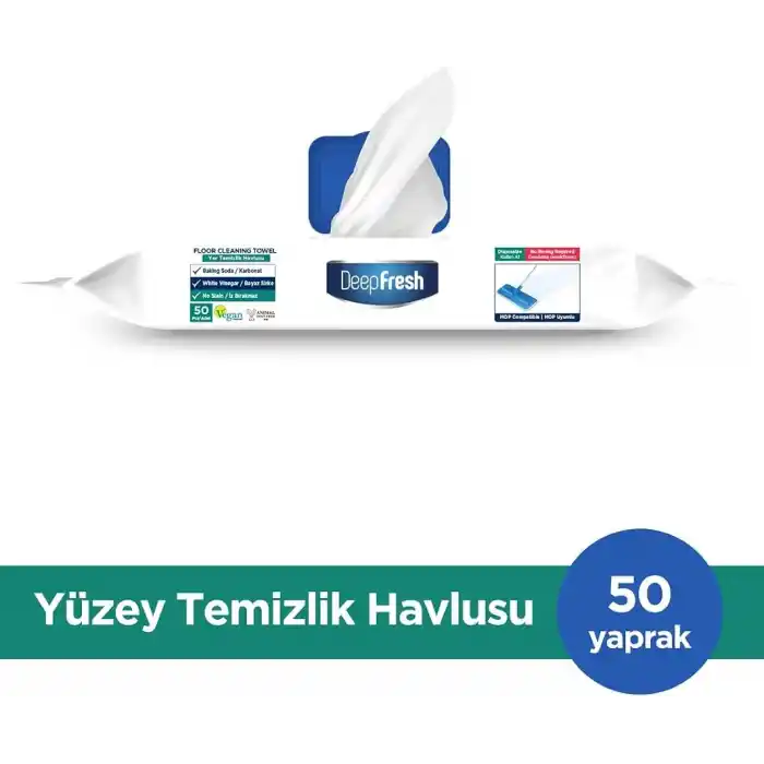 Deep Fresh Mop Uyumlu İz Bırakmaz Yer Temizleme Havlusu 50 Yaprak