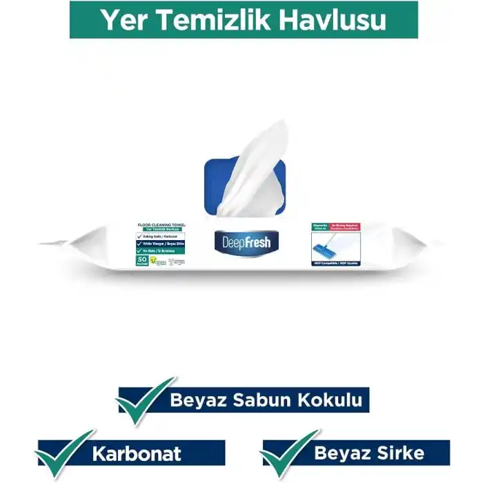 Deep Fresh Mop Uyumlu İz Bırakmaz Yer Temizleme Havlusu 50 Yaprak