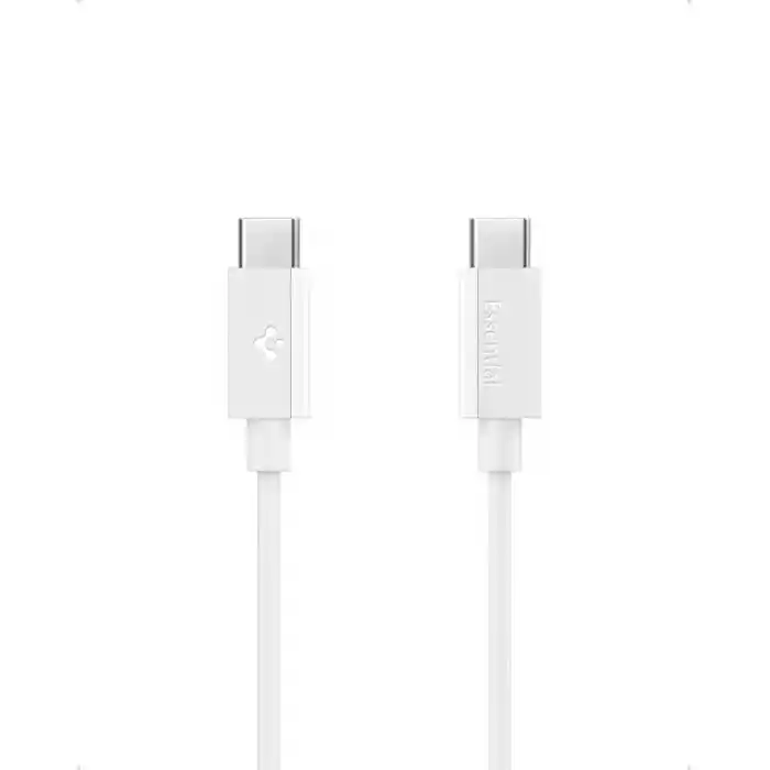 Spigen USB-C to USB-C 1 Metre Kablo 60W Güç/PPS 2.0 Super Hızlı Şarj / 480 Mbps Data Aktarım Hızı Type-C Ekstra Dayanıklı White - ACA08717