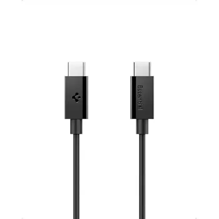 Spigen USB-C to USB-C 1 Metre Kablo 60W Güç/PPS 2.0 Super Hızlı Şarj / 480 Mbps Data Aktarım Hızı Type-C Ekstra Dayanıklı Black - ACA08718
