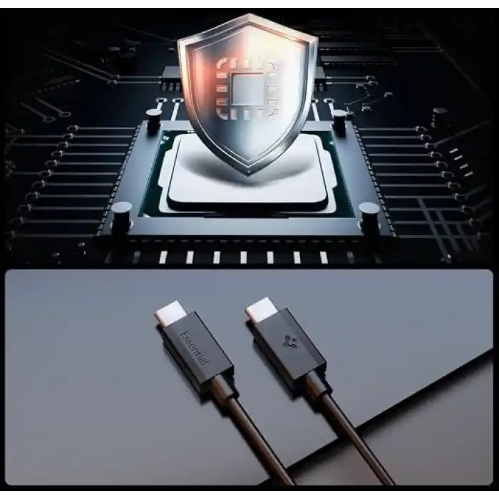Spigen USB-C to USB-C 1 Metre Kablo 60W Güç/PPS 2.0 Super Hızlı Şarj / 480 Mbps Data Aktarım Hızı Type-C Ekstra Dayanıklı Black - ACA08718