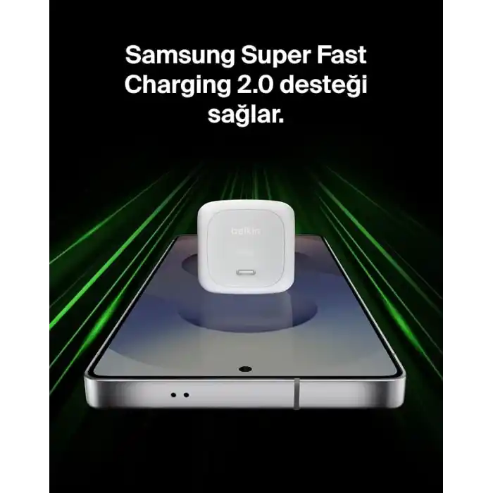 Belkin USB-C Duvar Şarj Cihazı, 65W, Hızlı Şarj Bloku, Tip C Telefon Şarj Cihazı, Apple iPhone 16/15/14/13, Galaxy S25, Google Pixel 9, MacBook, iPad, AirPods, Chromebook ve Daha Fazlası - Beyaz