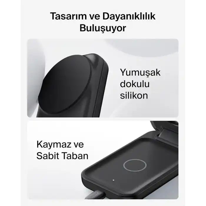 Belkin UltraCharge MagSafe Uyumlu 3’ü 1 Arada Qi2 25W Kablosuz Şarj Cihazı, iPhone 17, Apple Watch, AirPods, Pixelsnap, Dönüştürülebilir Masaüstü Standı, 45W Adaptör, Siyah