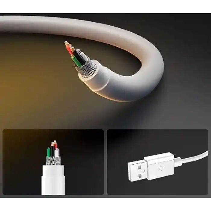 Spigen USB-A to USB-C 2 Metre Kablo 60W Güç/Hızlı Şarj / 480 Mbps Data Aktarım Hızı Type-C Ekstra Dayanıklı White - ACA08716
