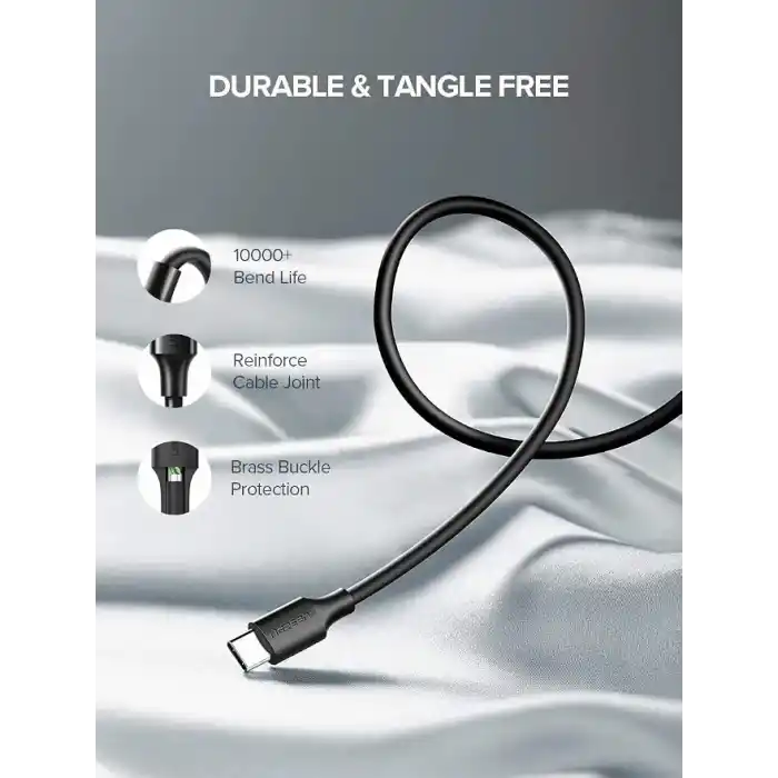 Ugreen USB Type-C Şarj ve Data Kablosu, 1 Metre, Beyaz