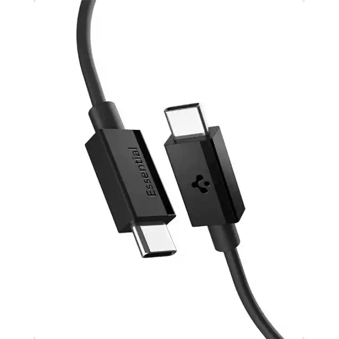 Spigen USB-C to USB-C 2 Metre Kablo 60W Güç/PPS 2.0 Desteği Super Hızlı Şarj / 480 Mbps Data Aktarım Hızı Type-C Ekstra Dayanıklı Black - ACA08720