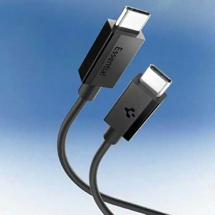 Spigen USB-C to USB-C 2 Metre Kablo 60W Güç/PPS 2.0 Desteği Super Hızlı Şarj / 480 Mbps Data Aktarım Hızı Type-C Ekstra Dayanıklı Black - ACA08720