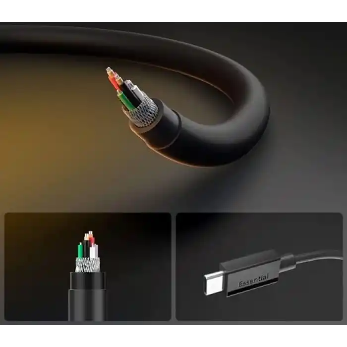 Spigen USB-C to USB-C 2 Metre Kablo 60W Güç/PPS 2.0 Desteği Super Hızlı Şarj / 480 Mbps Data Aktarım Hızı Type-C Ekstra Dayanıklı Black - ACA08720