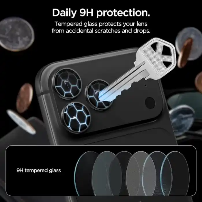 Spigen iPhone 18 Pro Max / 18 Pro ile Uyumlu Kamera Lens Koruyucu Cam Kolay Kurulum Glas.tR EZ Fit Optik Pro (2 Adet) Dark Gray - AGL12043