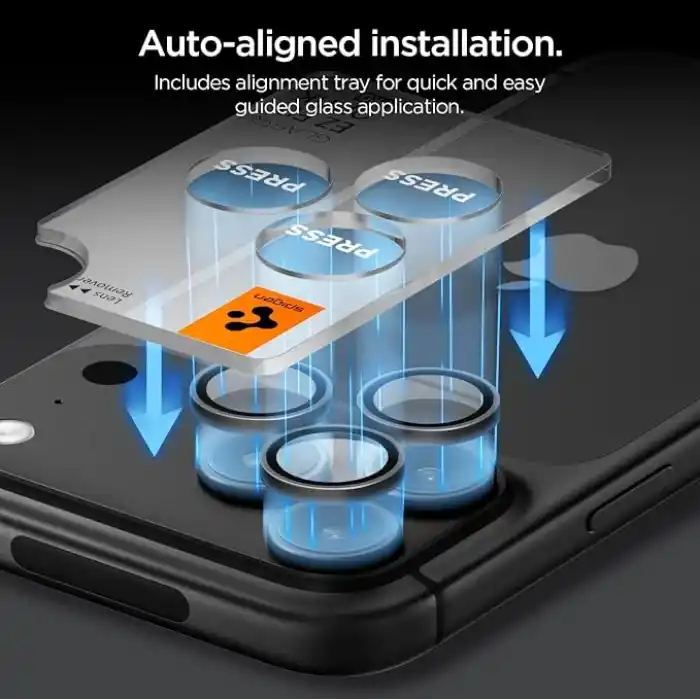 Spigen iPhone 18 Pro Max / 18 Pro ile Uyumlu Kamera Lens Koruyucu Cam Kolay Kurulum Glas.tR EZ Fit Optik Pro (2 Adet) Dark Gray - AGL12043