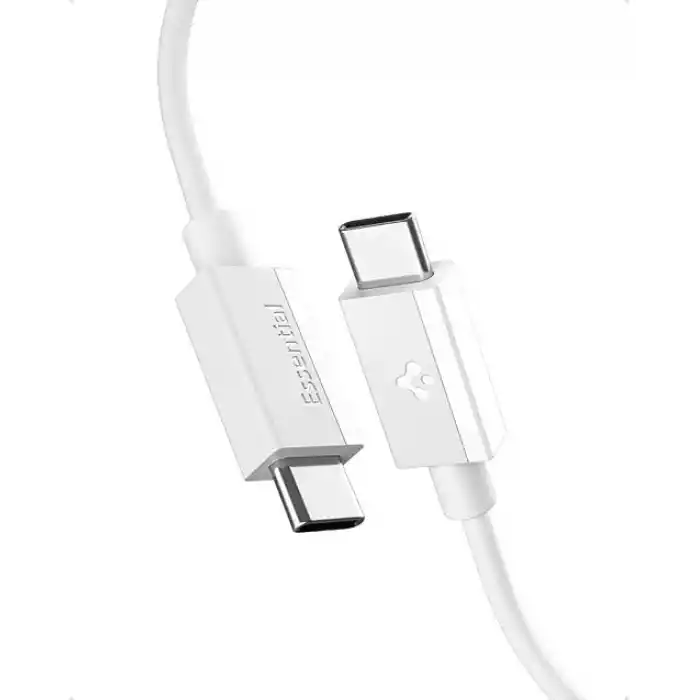 Spigen USB-C to USB-C 2 Metre Kablo 60W Güç/PPS 2.0 Desteği Super Hızlı Şarj / 480 Mbps Data Aktarım Hızı Type-C Ekstra Dayanıklı White - ACA08719